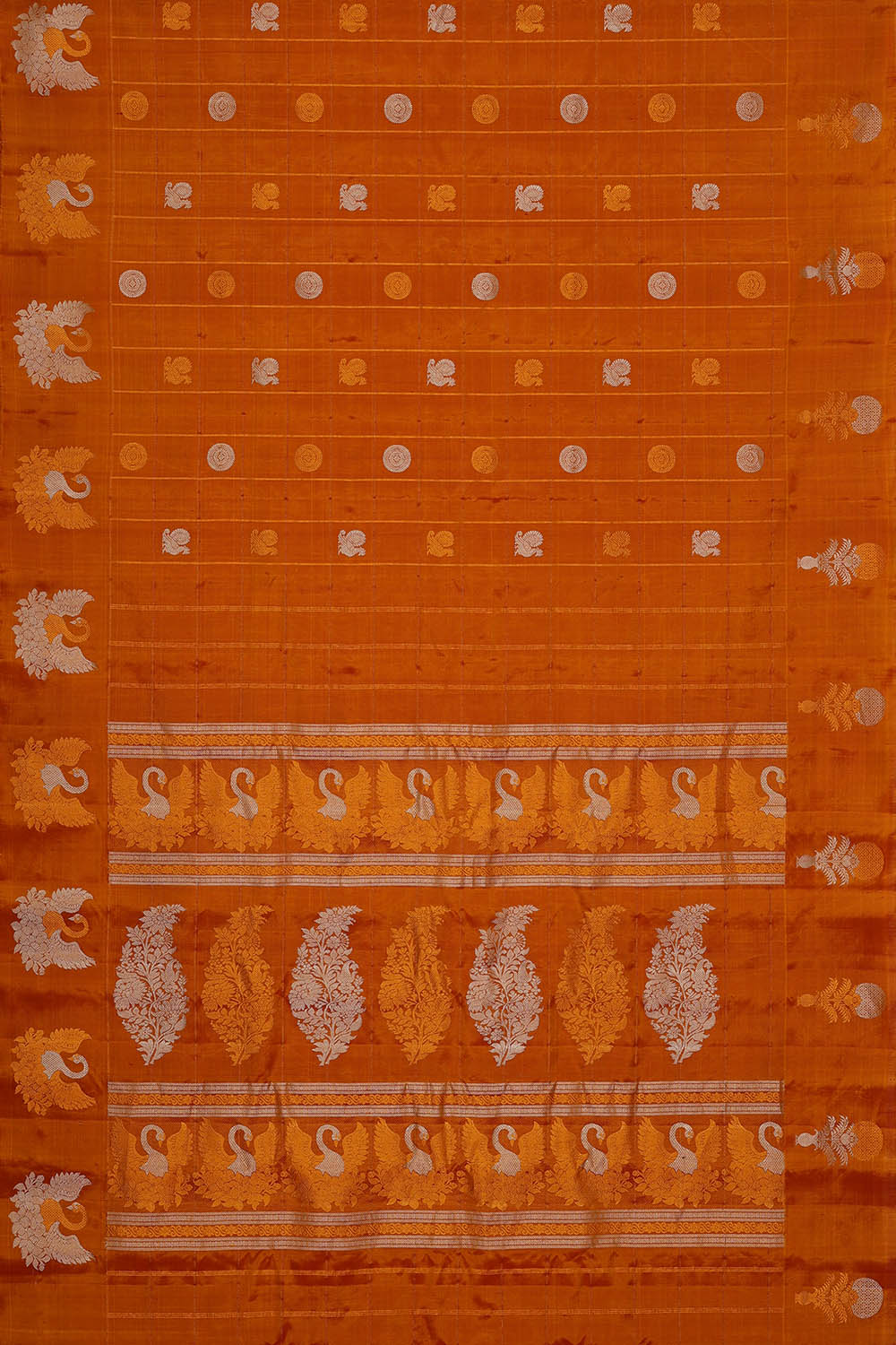 Image of Gadwal Silk Orange Saree