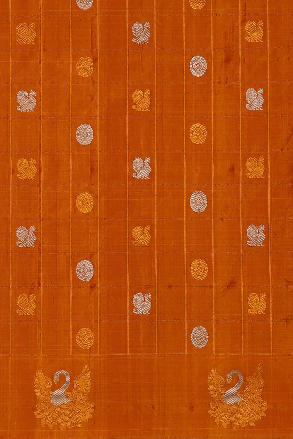 Image of Gadwal Silk Orange Saree