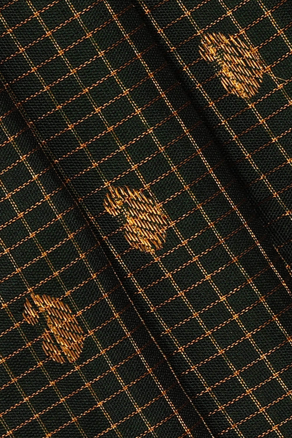 Image of Gadwal Silk Bottle Green Saree