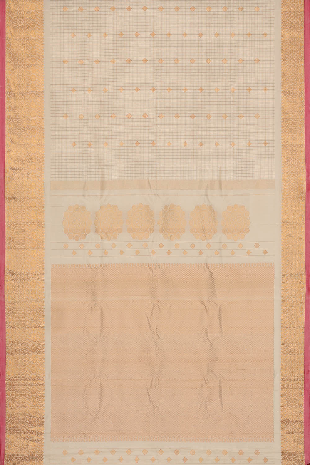 Image of Gadwal Silk Cream Saree