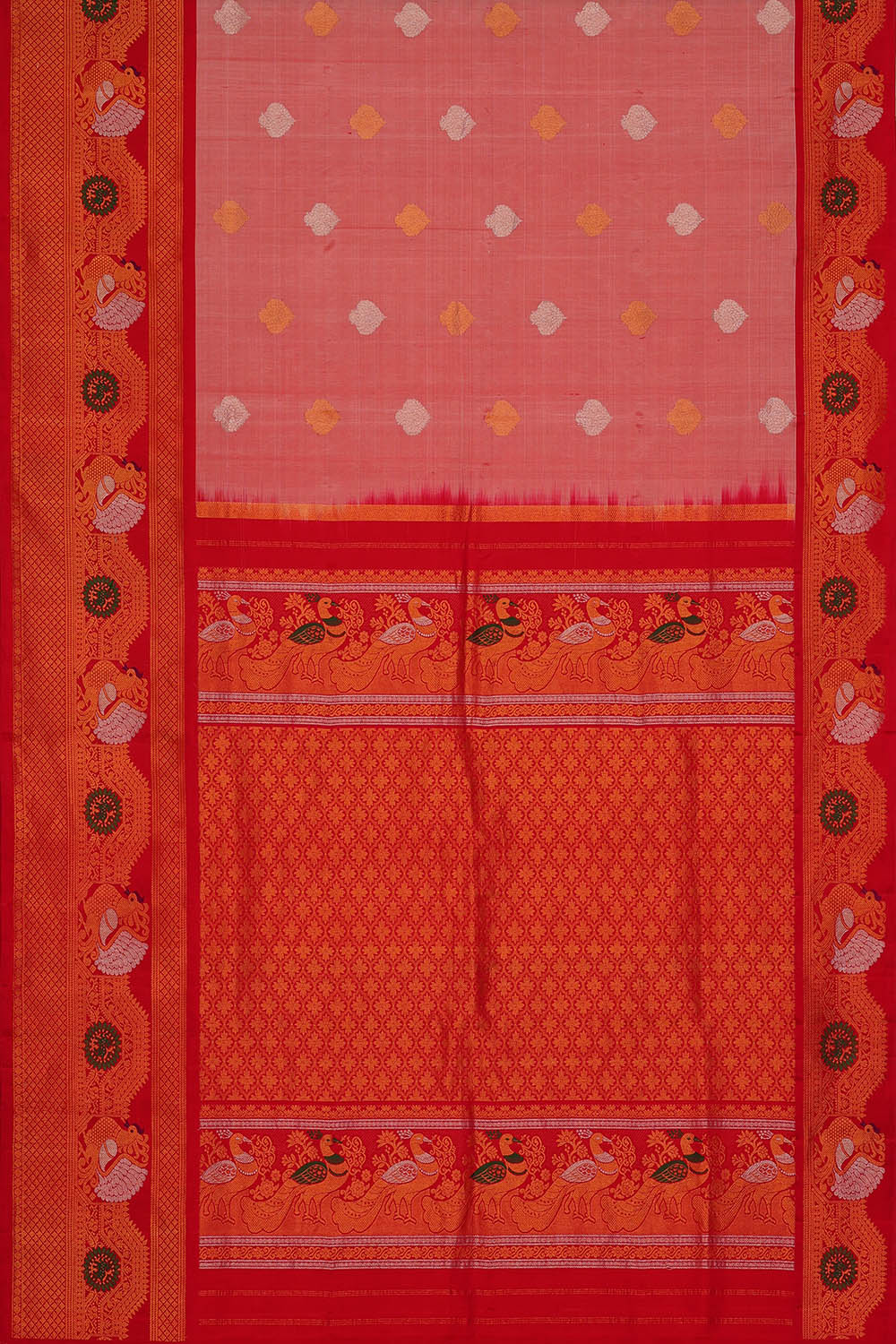 Image of Onion-Pink Gadwal Silk Saree