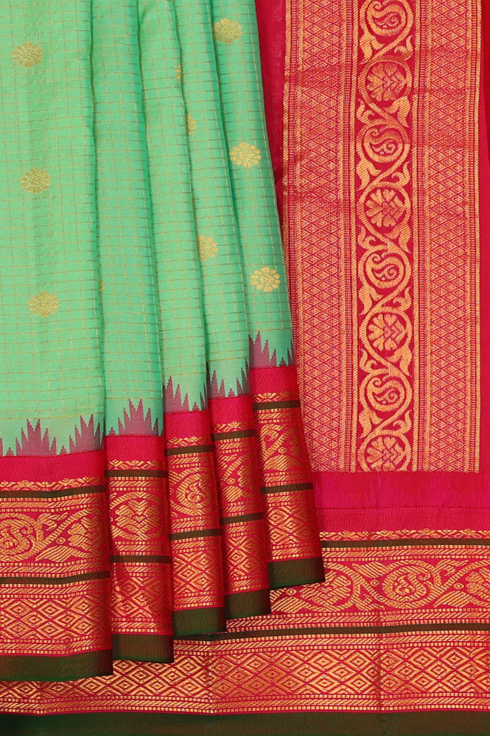 Image of Gadwal Silk Pastel Green Saree