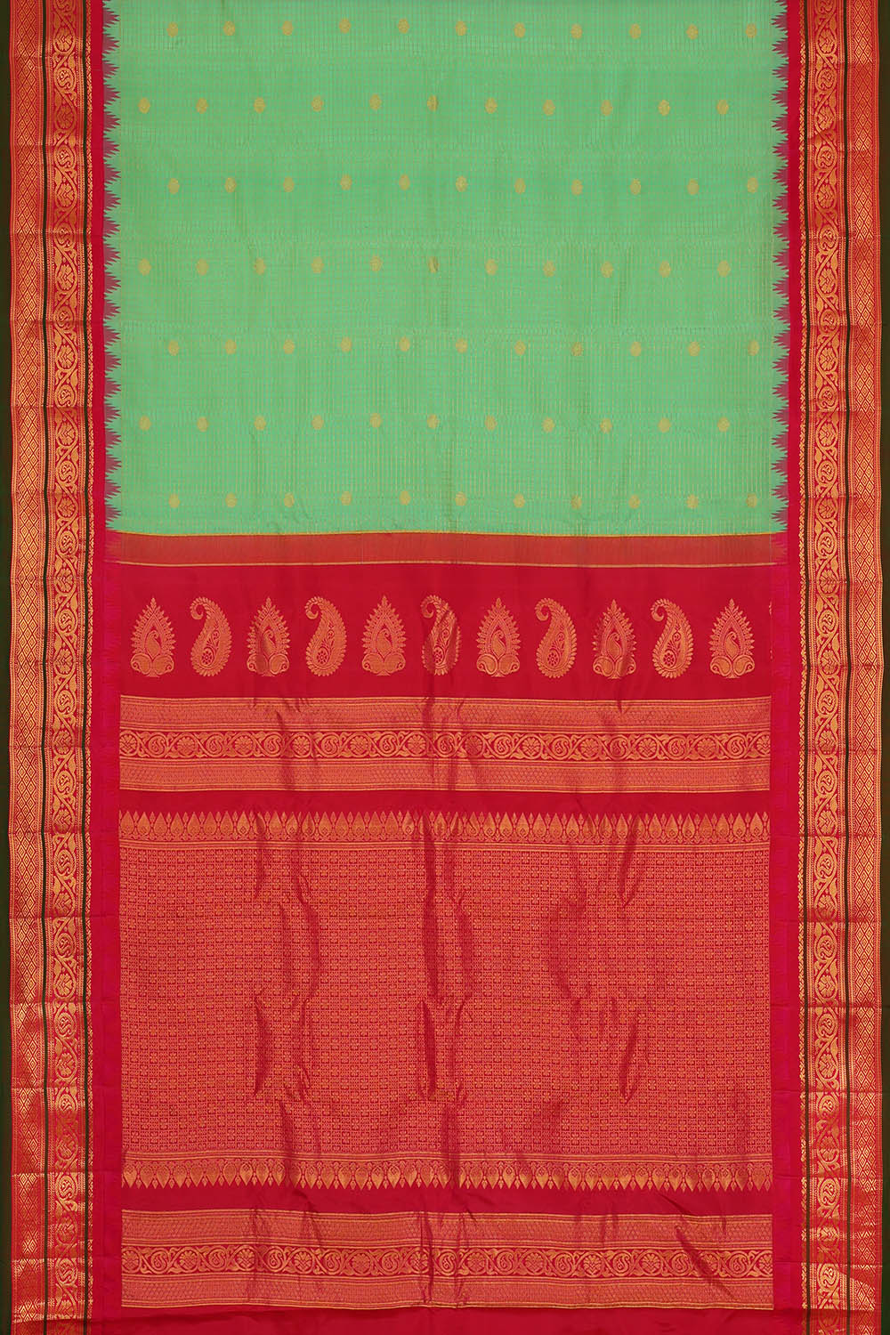 Image of Gadwal Silk Pastel Green Saree