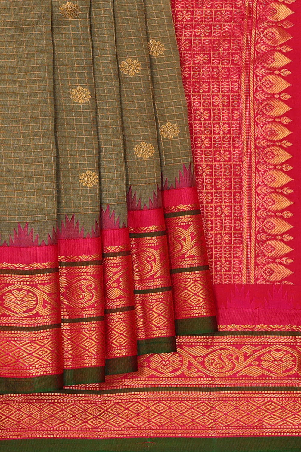 Image of Gadwal Silk Grey Saree