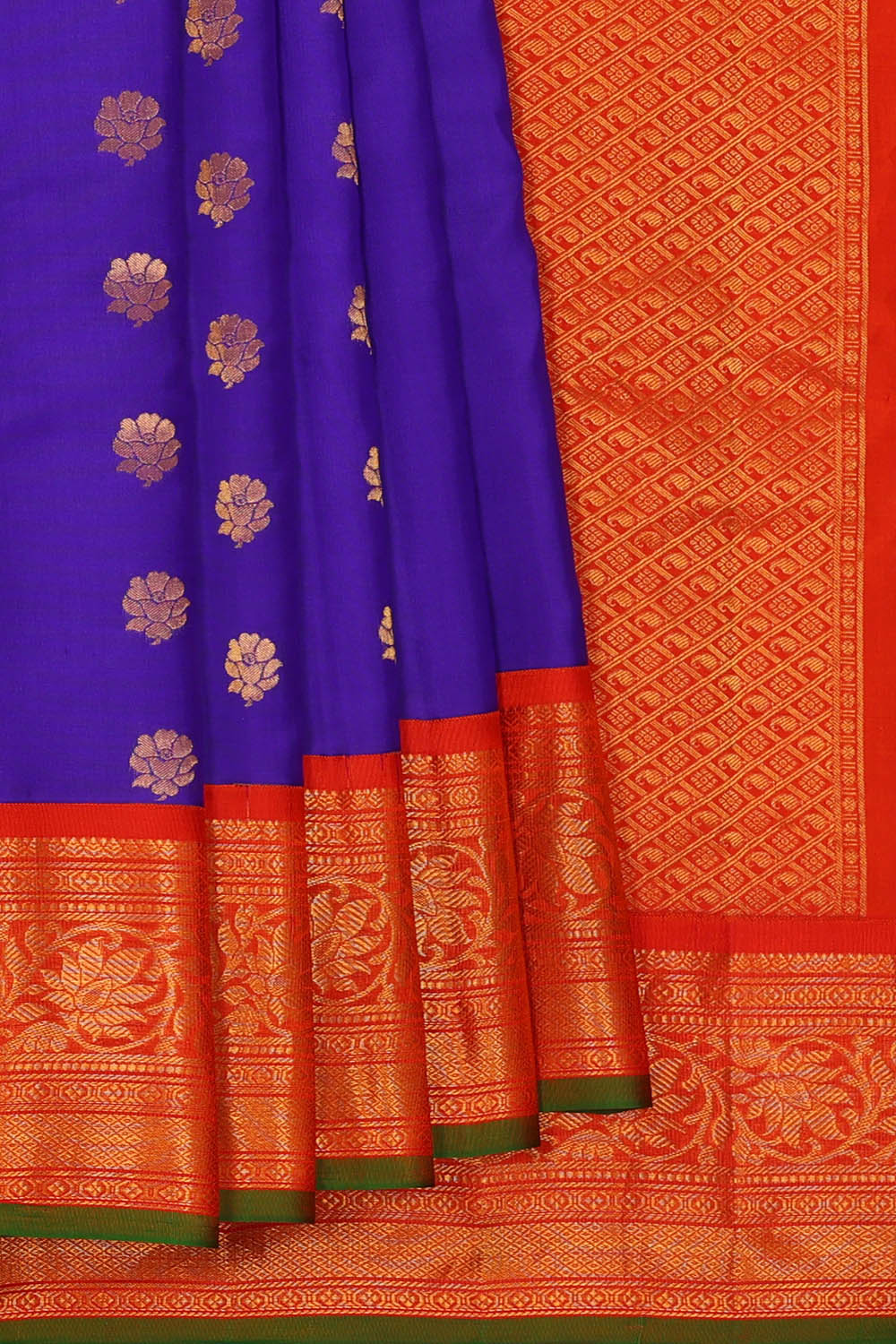 Image of Gadwal Silk Blue Saree
