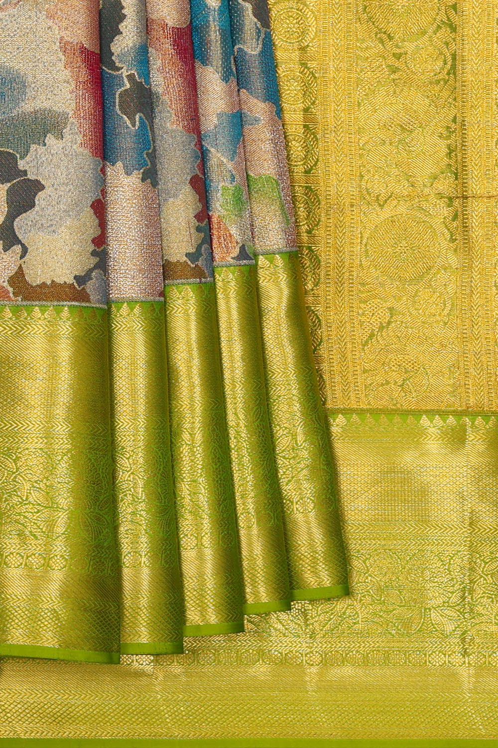 Image of Kanchipattu Tissue Silk Multi-Colour Saree
