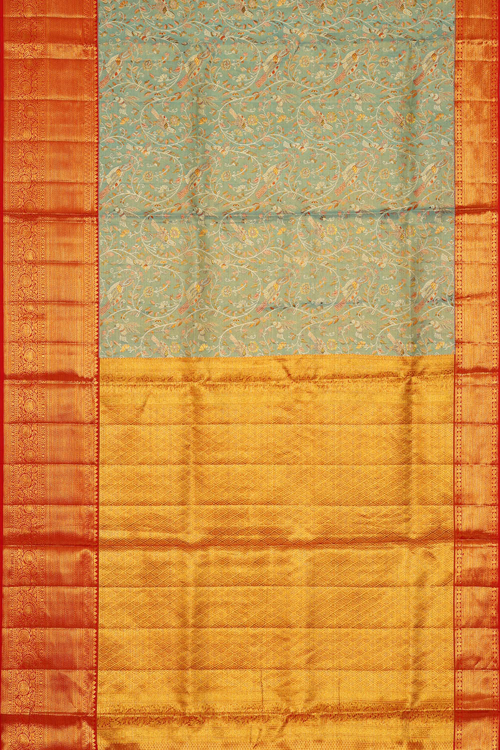 Image of Kanchipattu Tissue Silk Teal Blue Saree