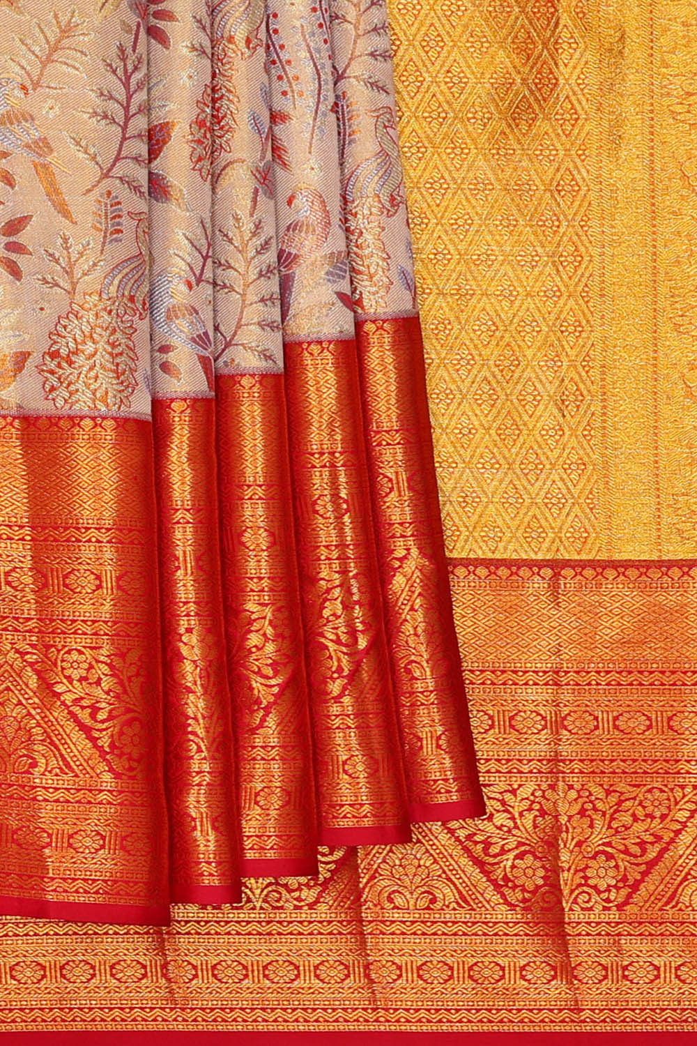 Image of Kanchipattu Tissue Brocade Cream Saree