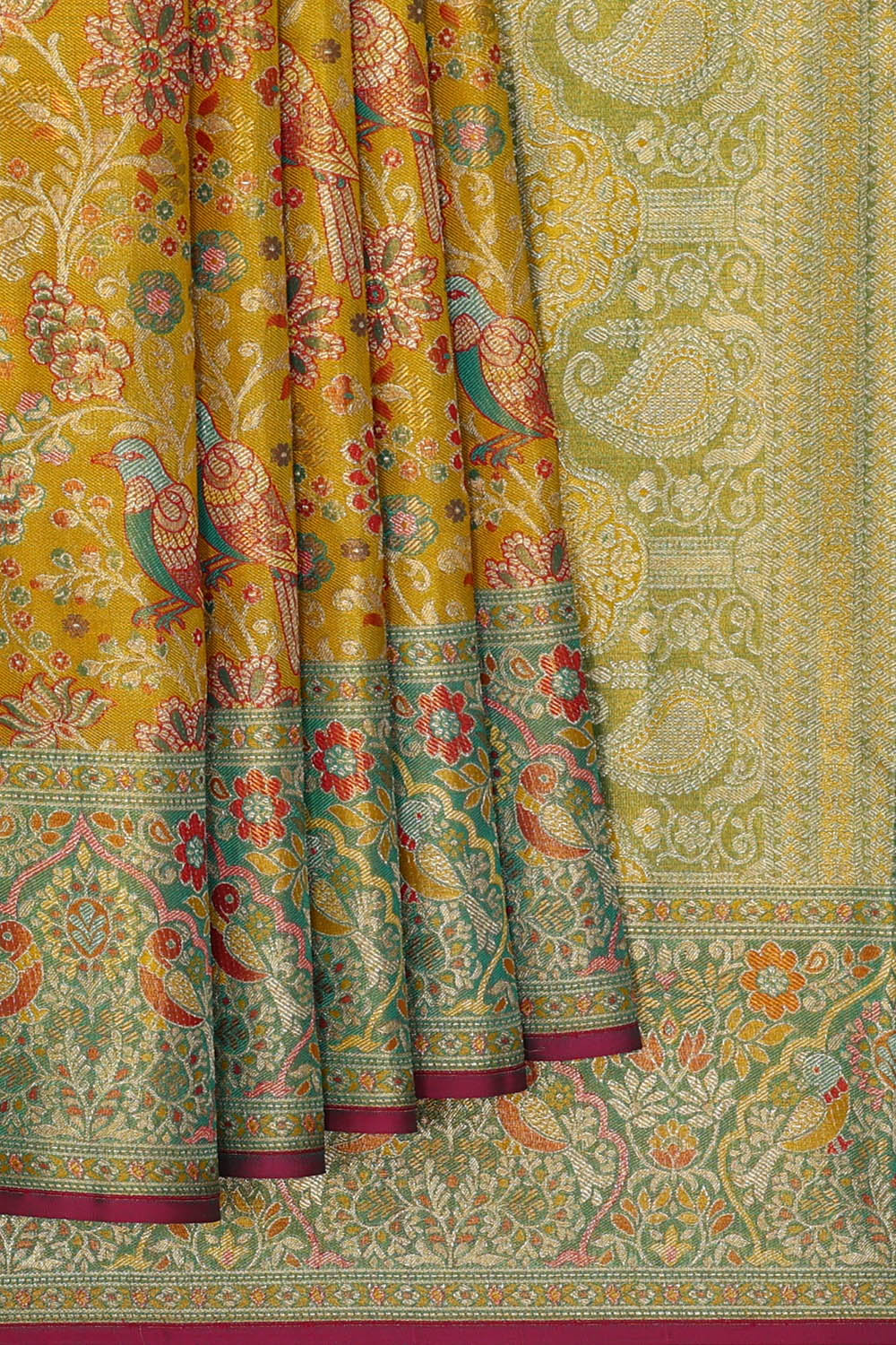 Image of Kanchipattu Tissue Brocade Deep Yellow Saree