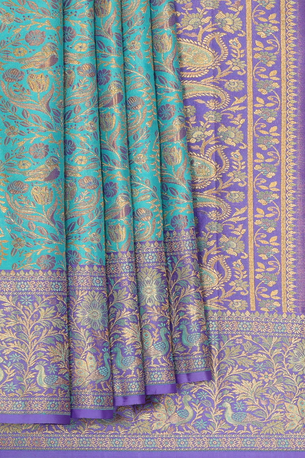 Image of Kanchipattu Tissue Brocade Blue Saree