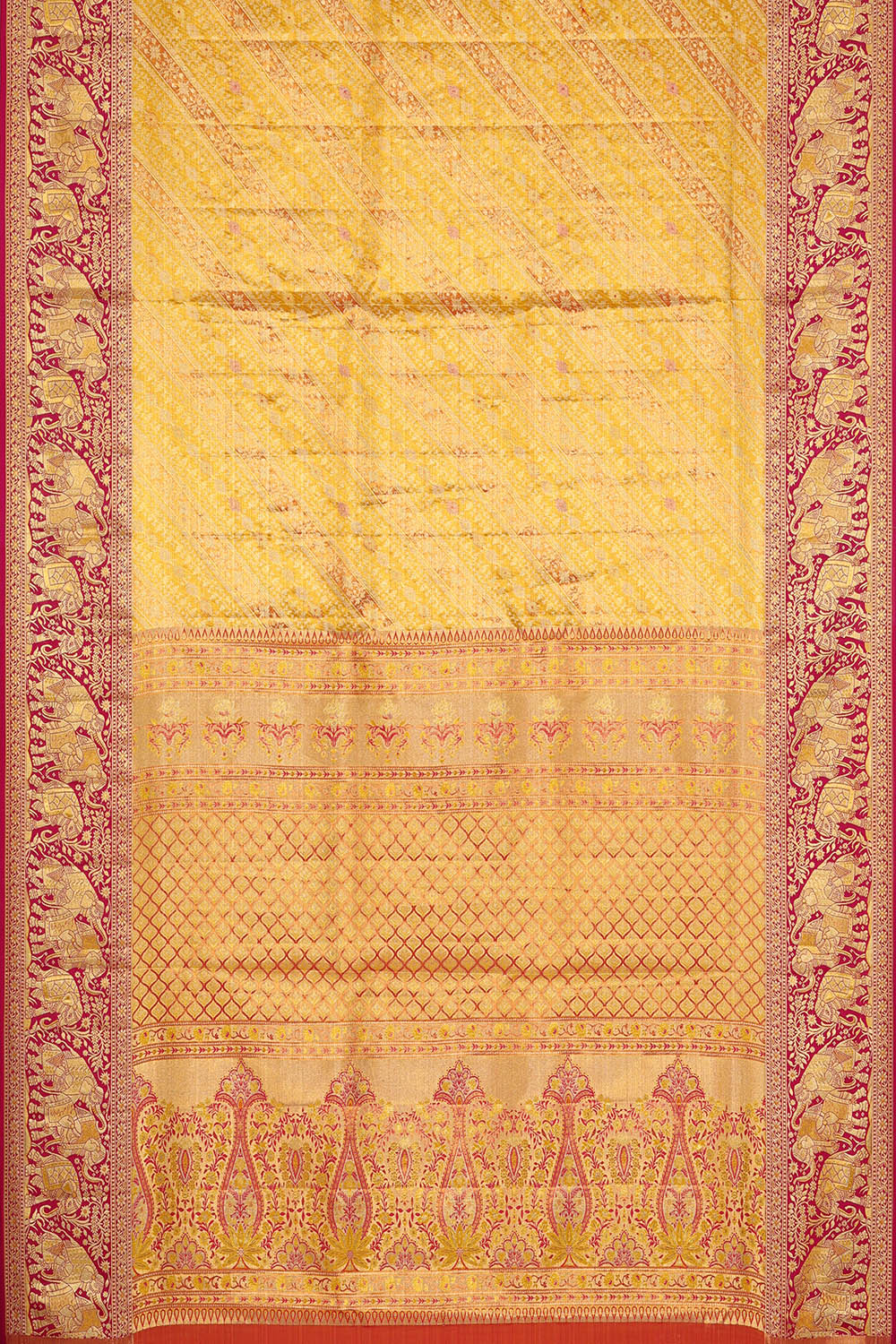 Image of Kanchipattu Tissue Silk Sheen Yellow Saree