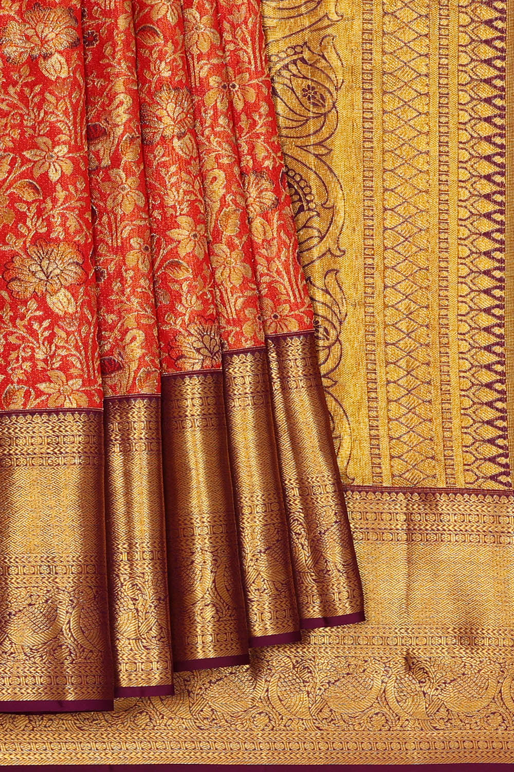 Image of Kanchipattu Tissue Silk Red Saree