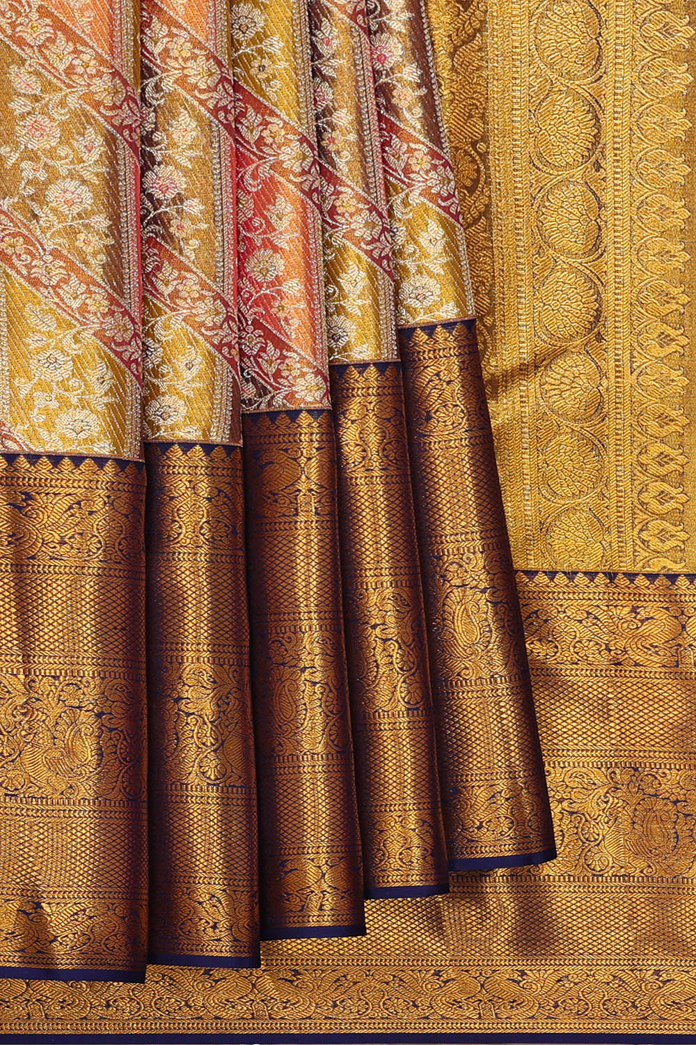 Image of Kanchipattu Tissue Silk Multi-Colour Saree