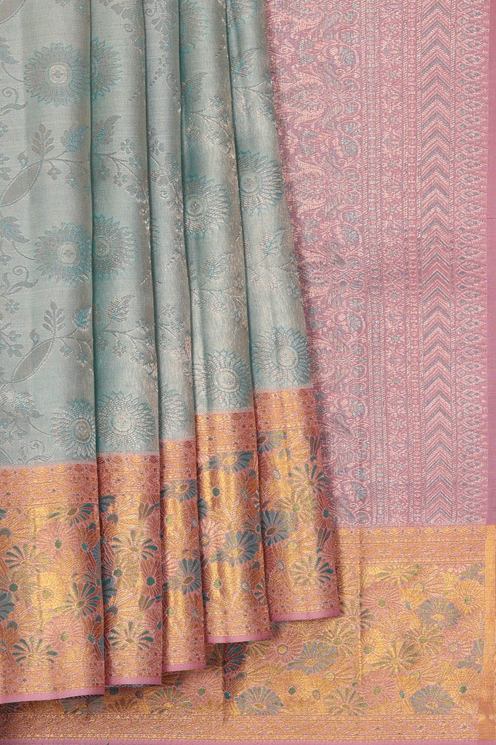 Image of Kanchipattu Silk Ice Blue Saree