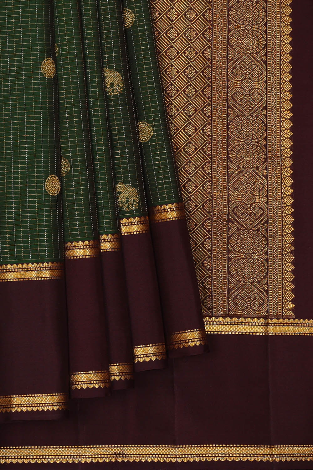 Image of Arani Silk Bottle Green Saree