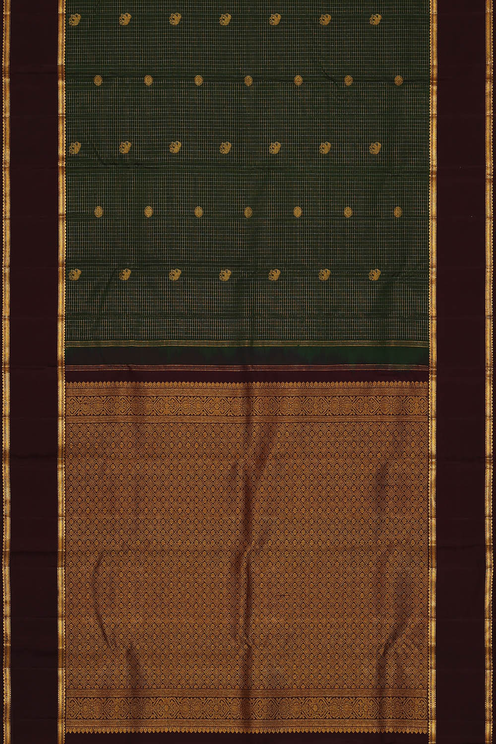 Image of Arani Silk Bottle Green Saree