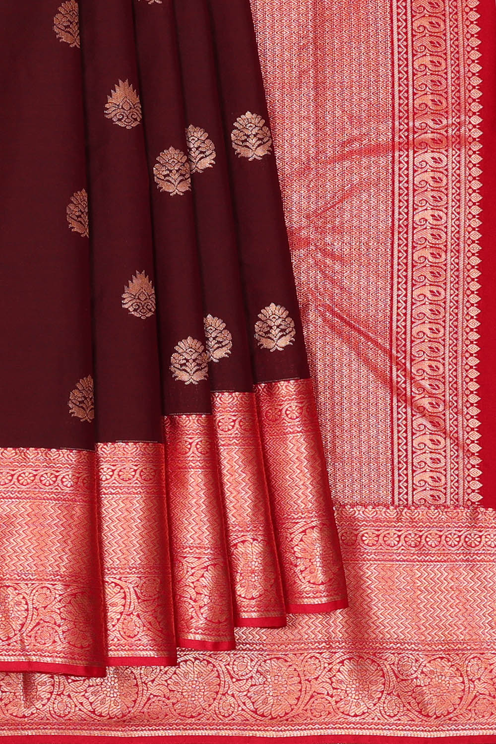 Image of Kanchipattu Silk Dark Brown Saree