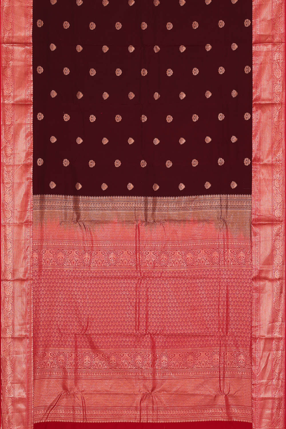 Image of Kanchipattu Silk Dark Brown Saree