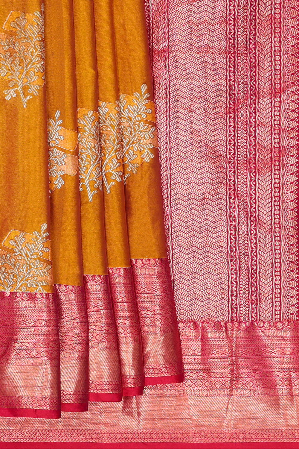 Image of Kanchipattu Silk Mustard Yellow Saree