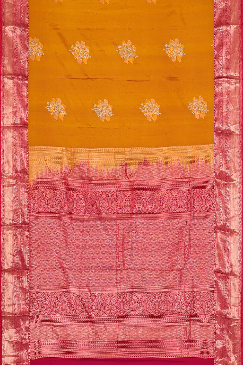 Image of Kanchipattu Silk Mustard Yellow Saree