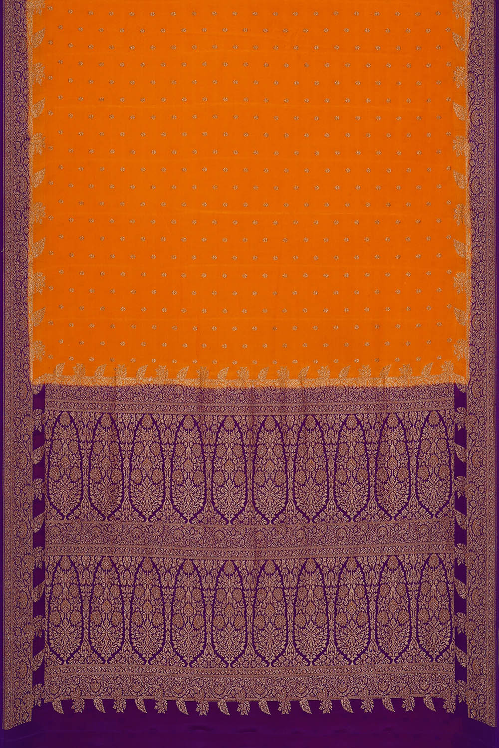 Image of Banarasi Crepe Silk Mustard Yellow Saree