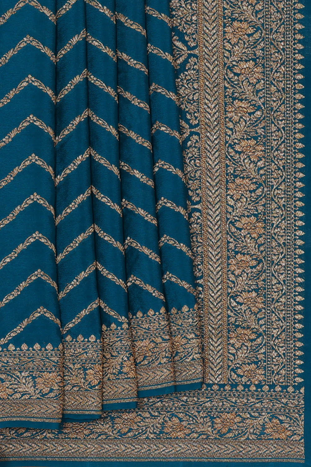 Image of Banarasi Crepe Silk Blue Saree