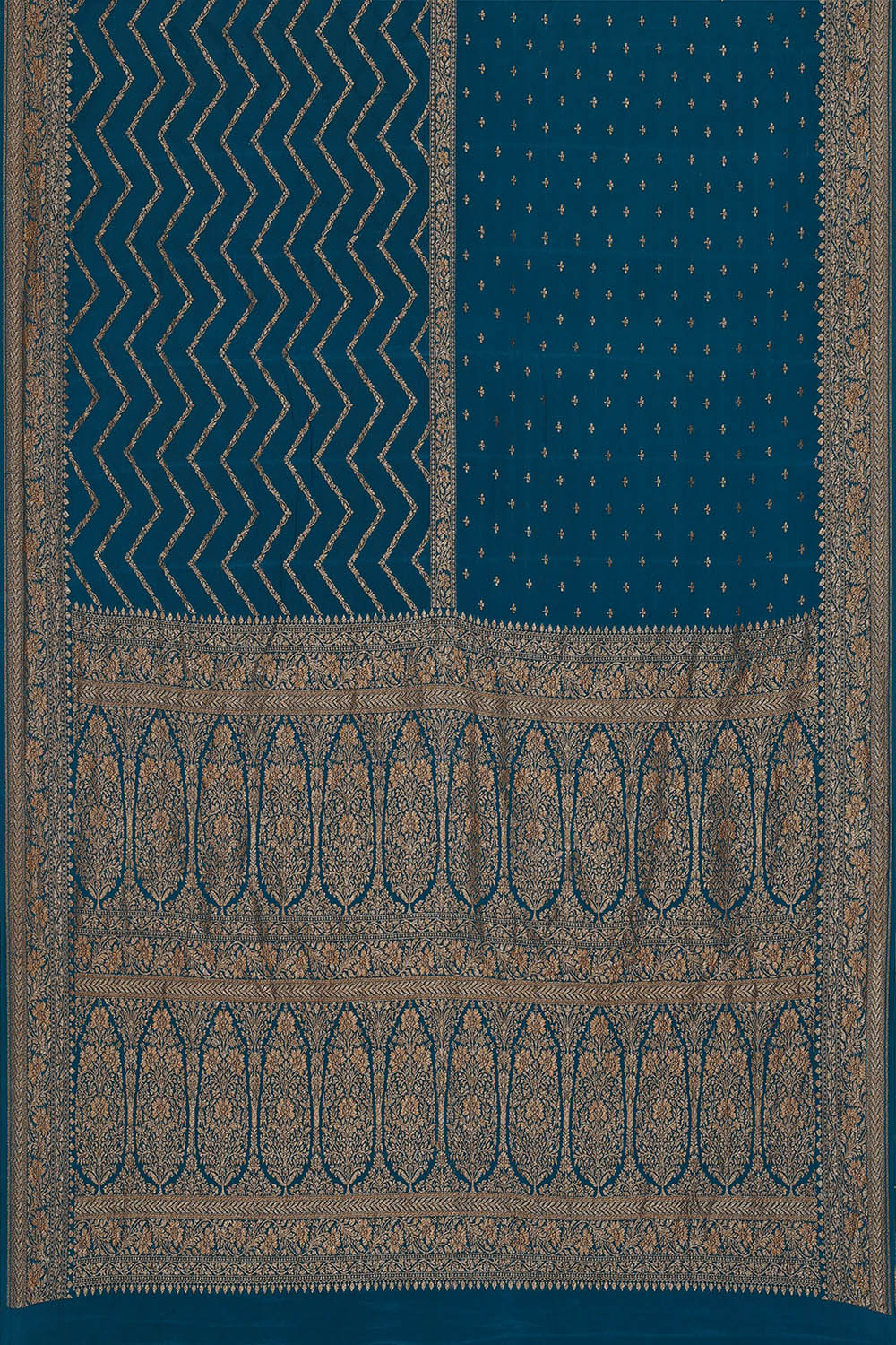 Image of Banarasi Crepe Silk Blue Saree