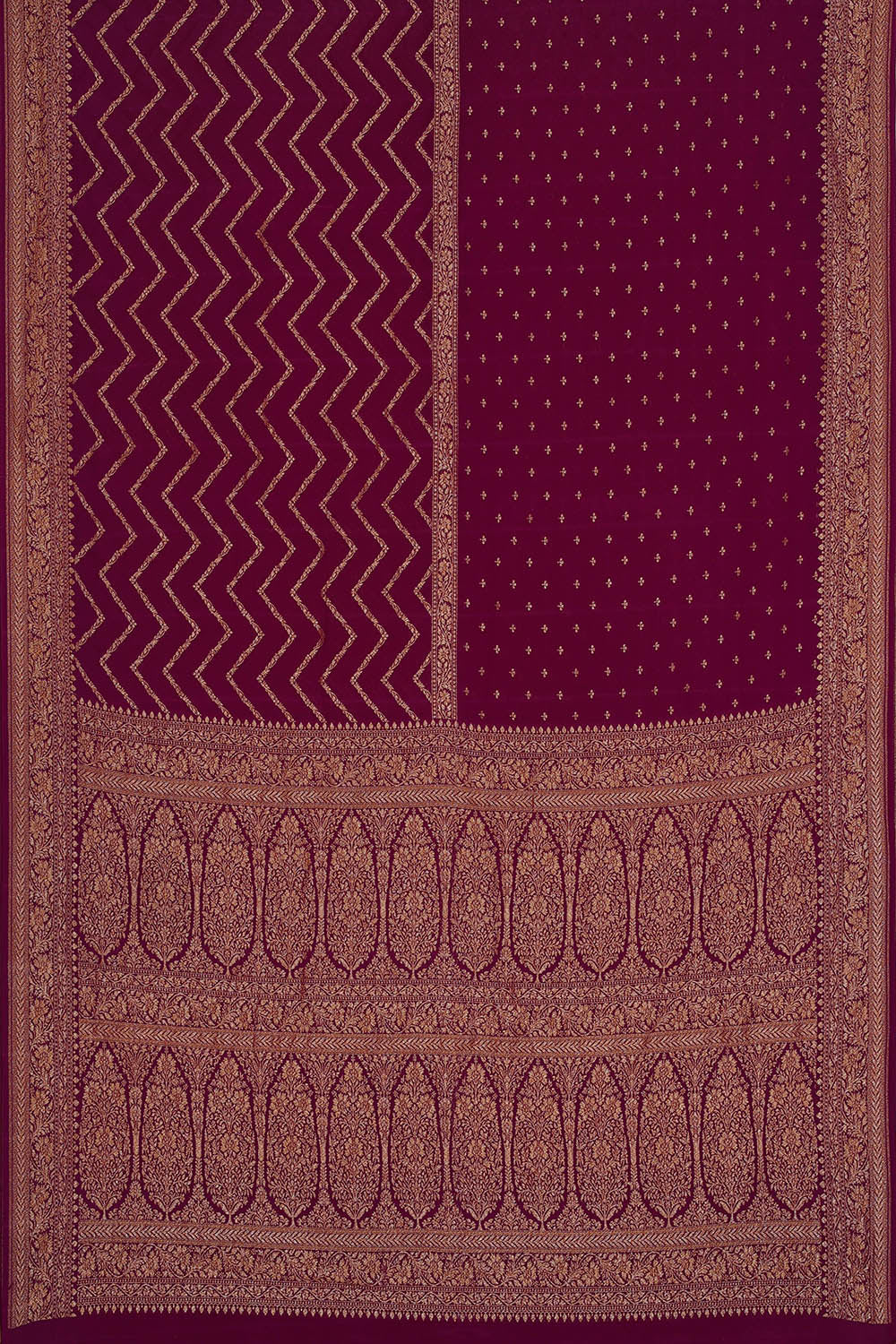 Image of Banarasi Crepe Silk Dark Magenta Saree