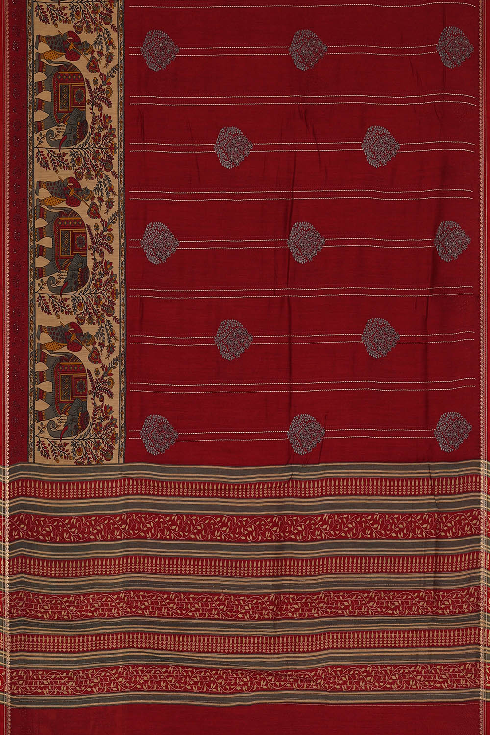 Image of Tussar Silk Maroon Saree