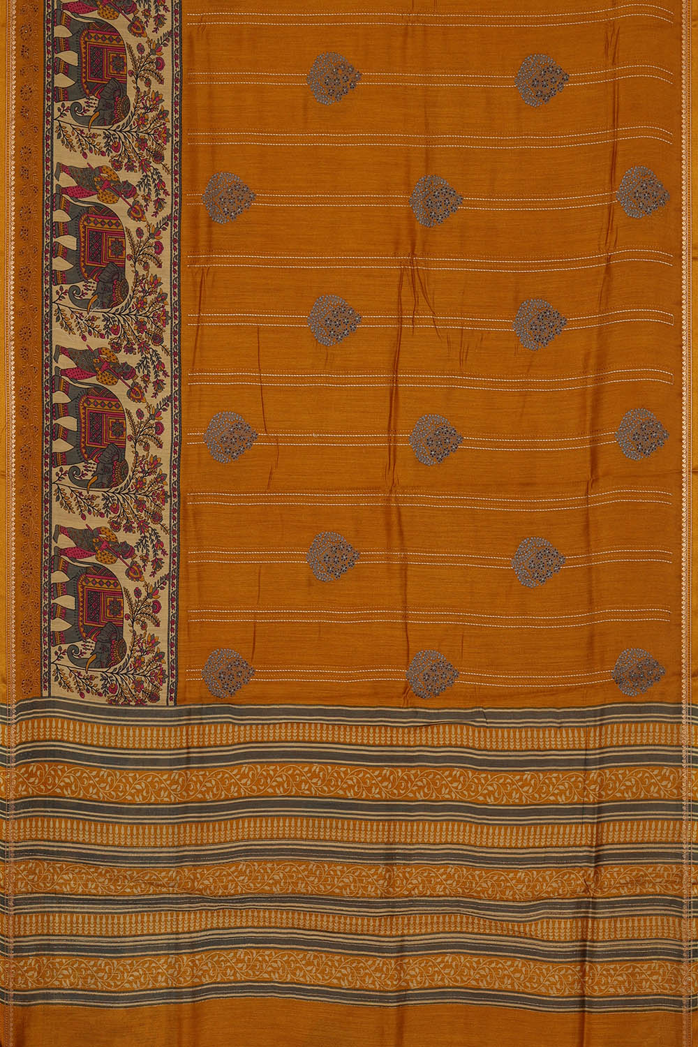 Image of Tussar Silk Yellow Saree