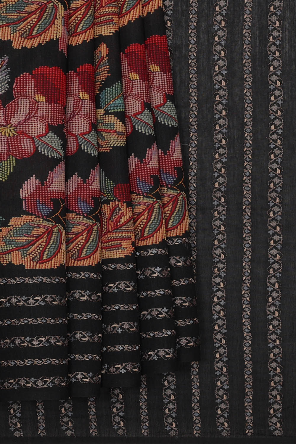 Image of Tussar Silk Black Saree