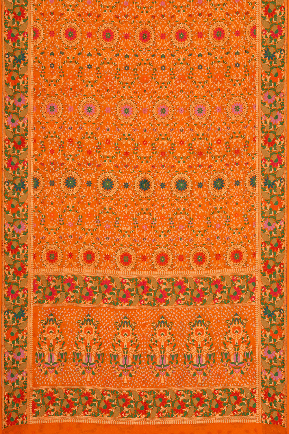 Image of Orange Banarasi Chiffon Saree