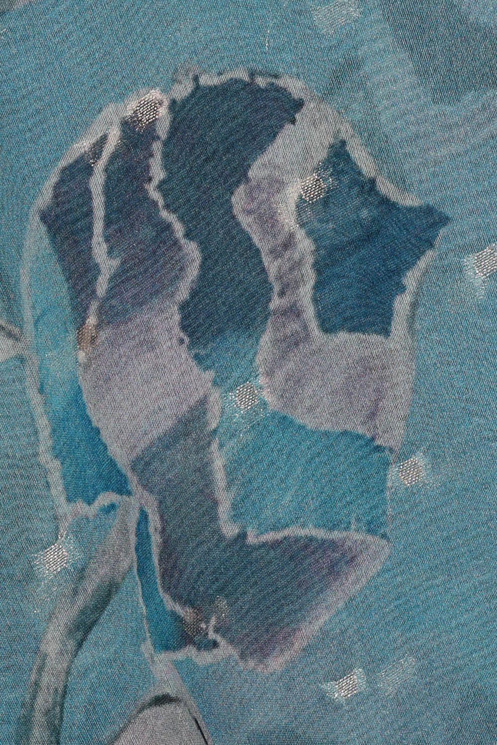 Image of Smoky Blue Banarasi Chiniya Silk Saree