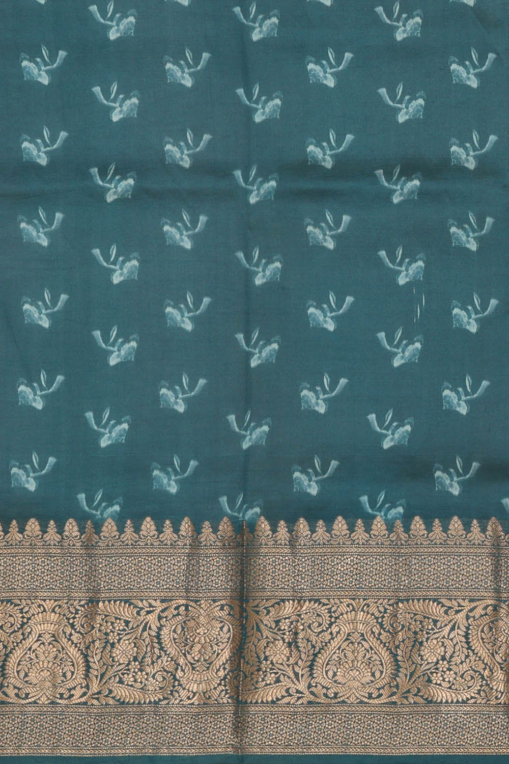 Image of Smoky Blue Banarasi Chiniya Silk Saree