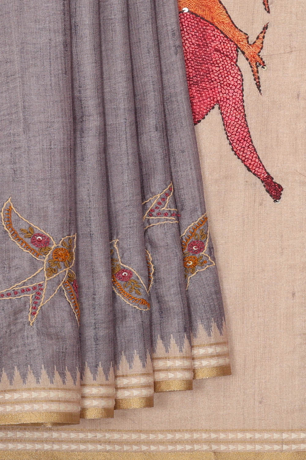 Image of Grey Silk Saree