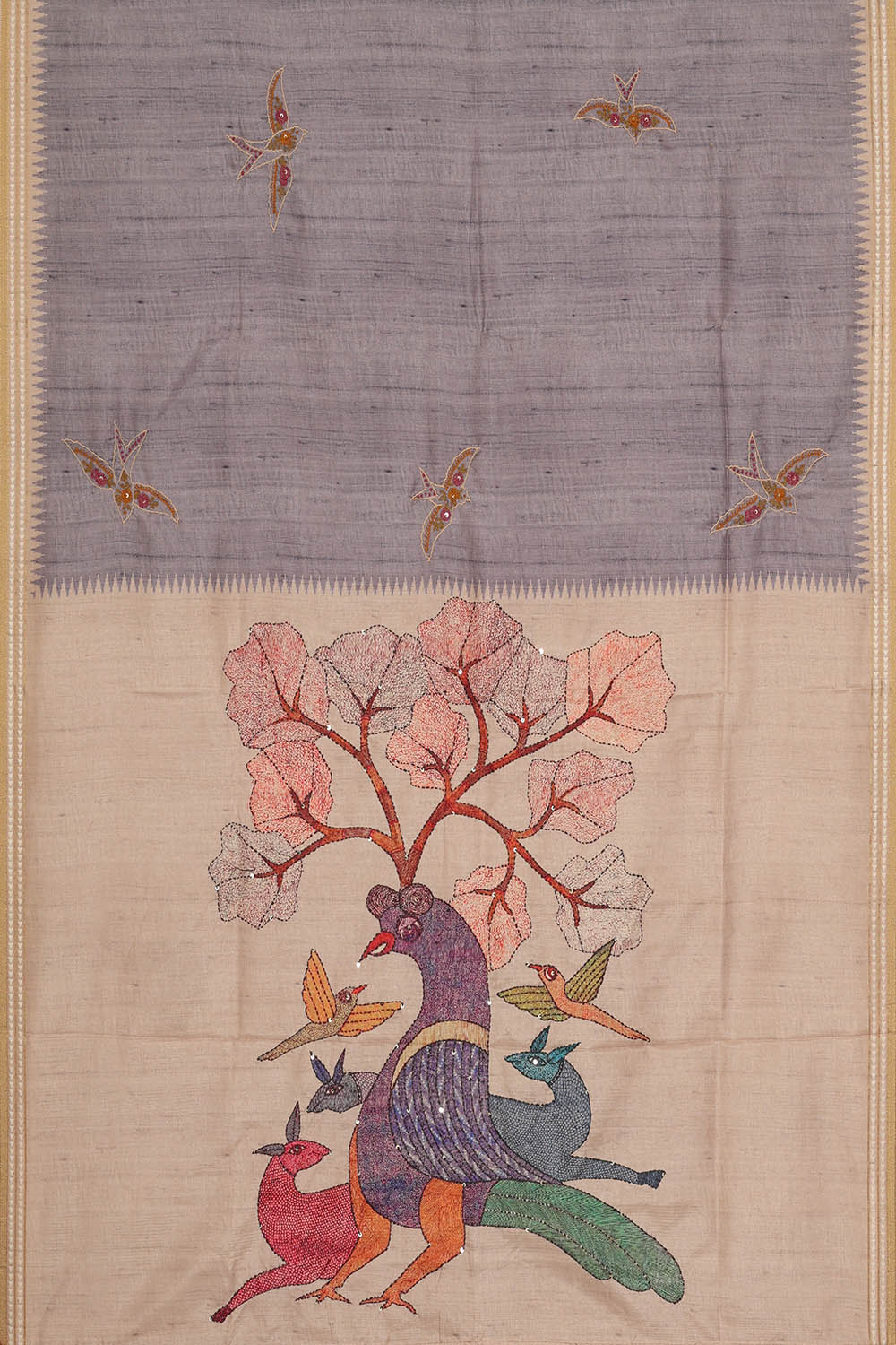 Image of Grey Silk Saree