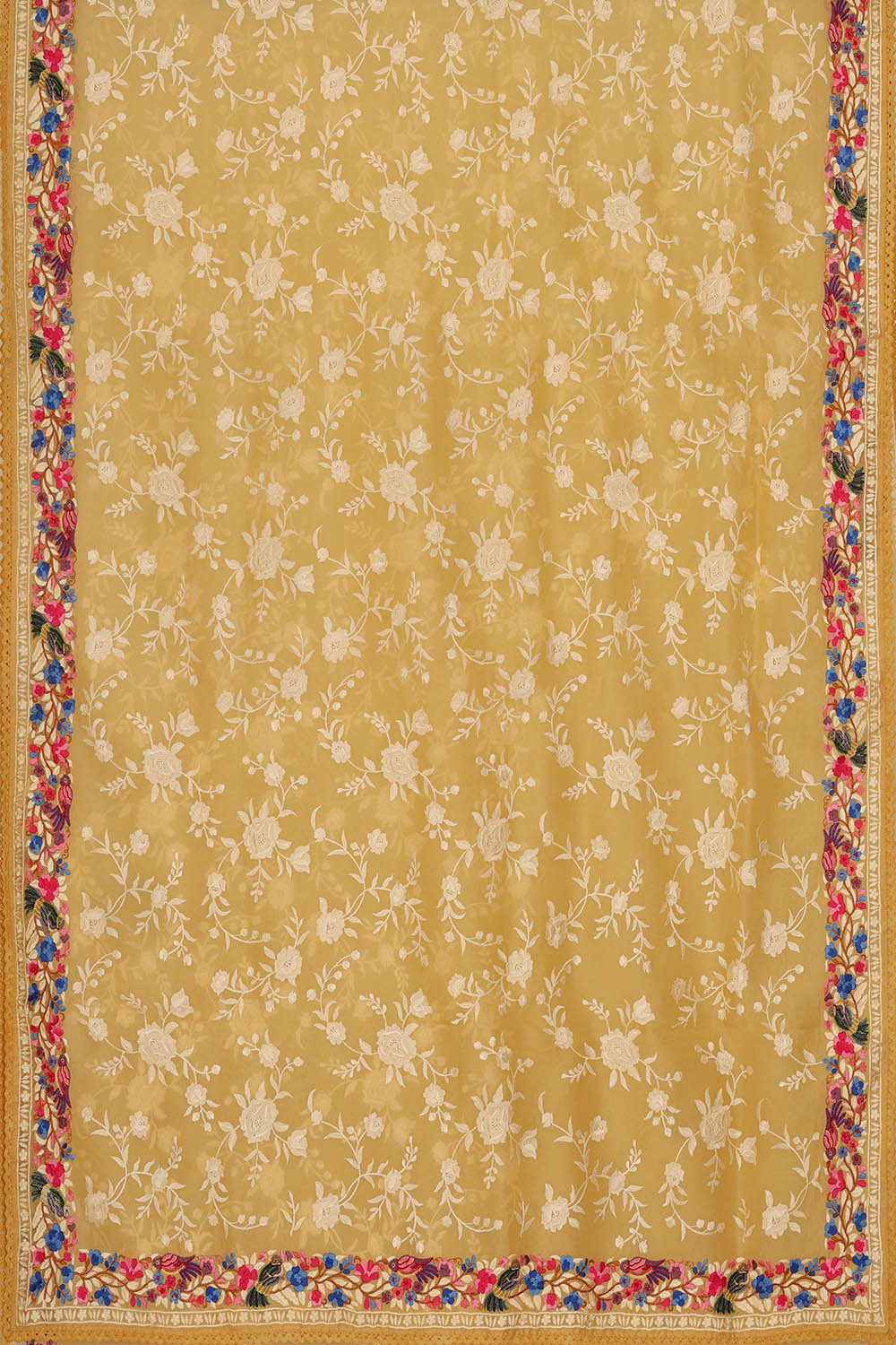 Image of Beige Silk Embroidery Saree