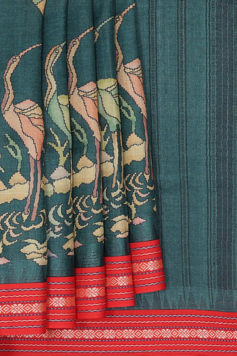Image of Tussar Silk Teal Blue Saree
