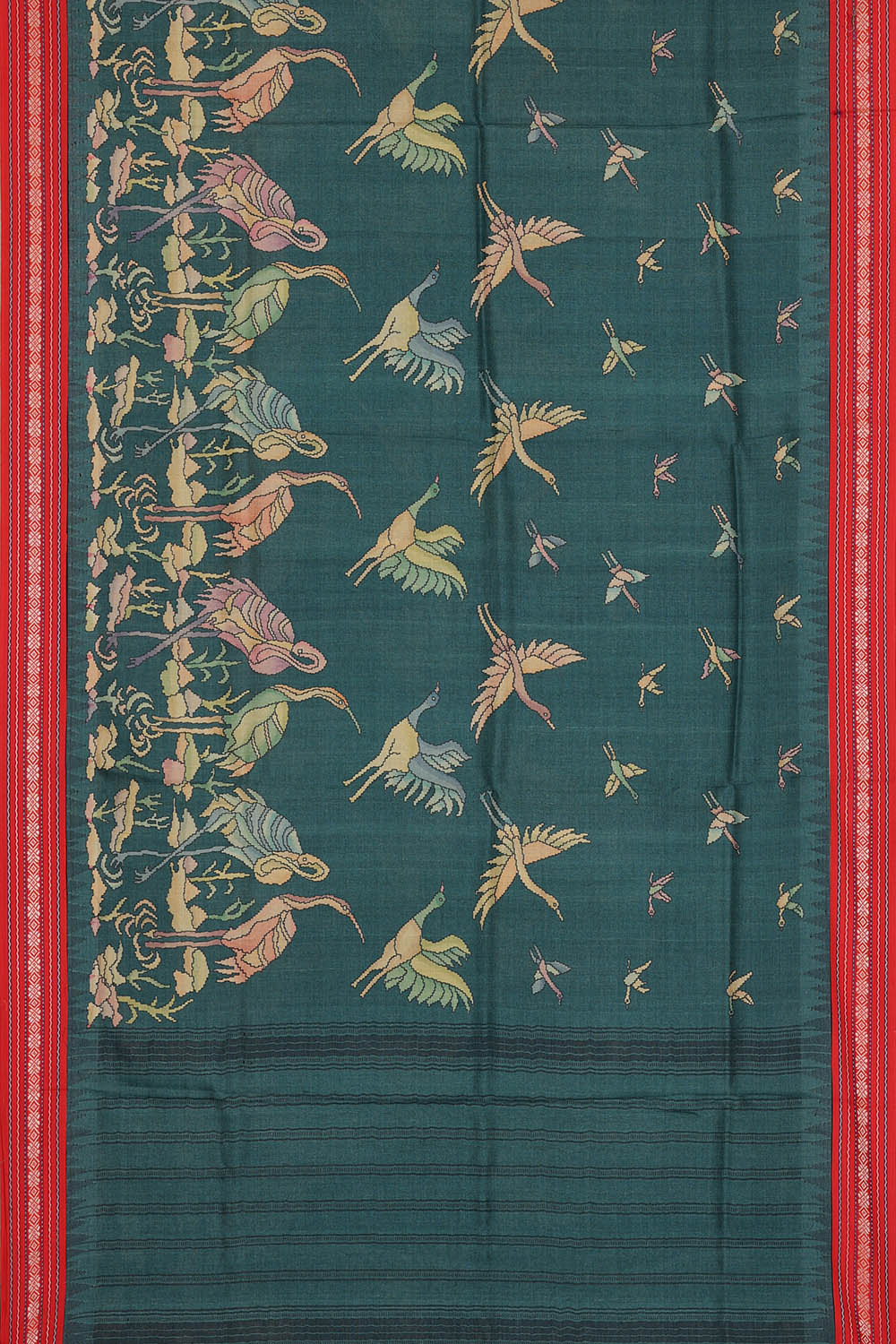 Image of Tussar Silk Teal Blue Saree