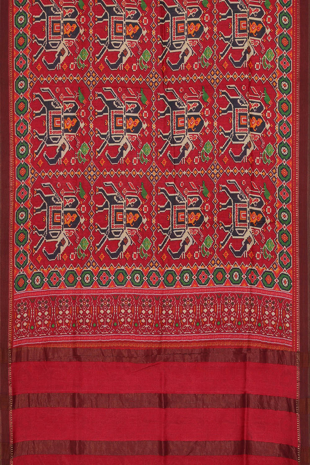 Image of Tussar Silk Dark Pink Saree