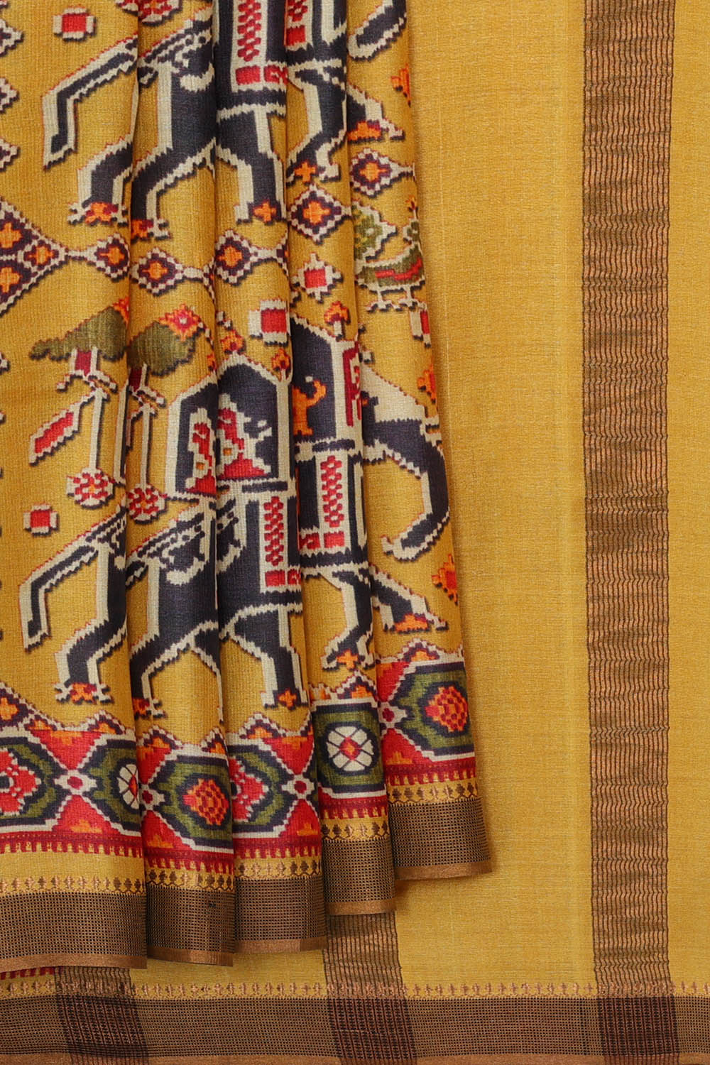 Image of Tussar Silk Yellow Saree