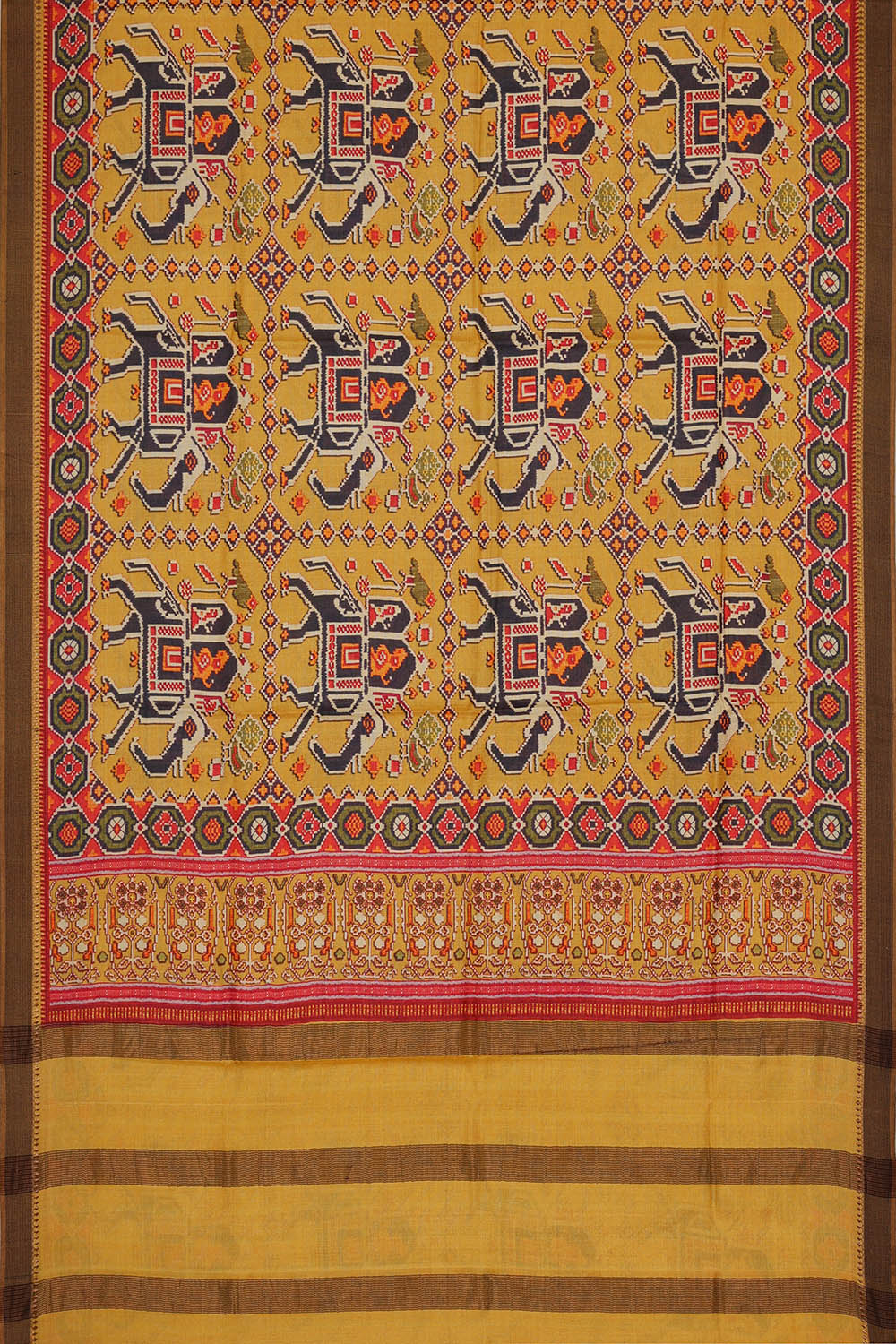 Image of Tussar Silk Yellow Saree