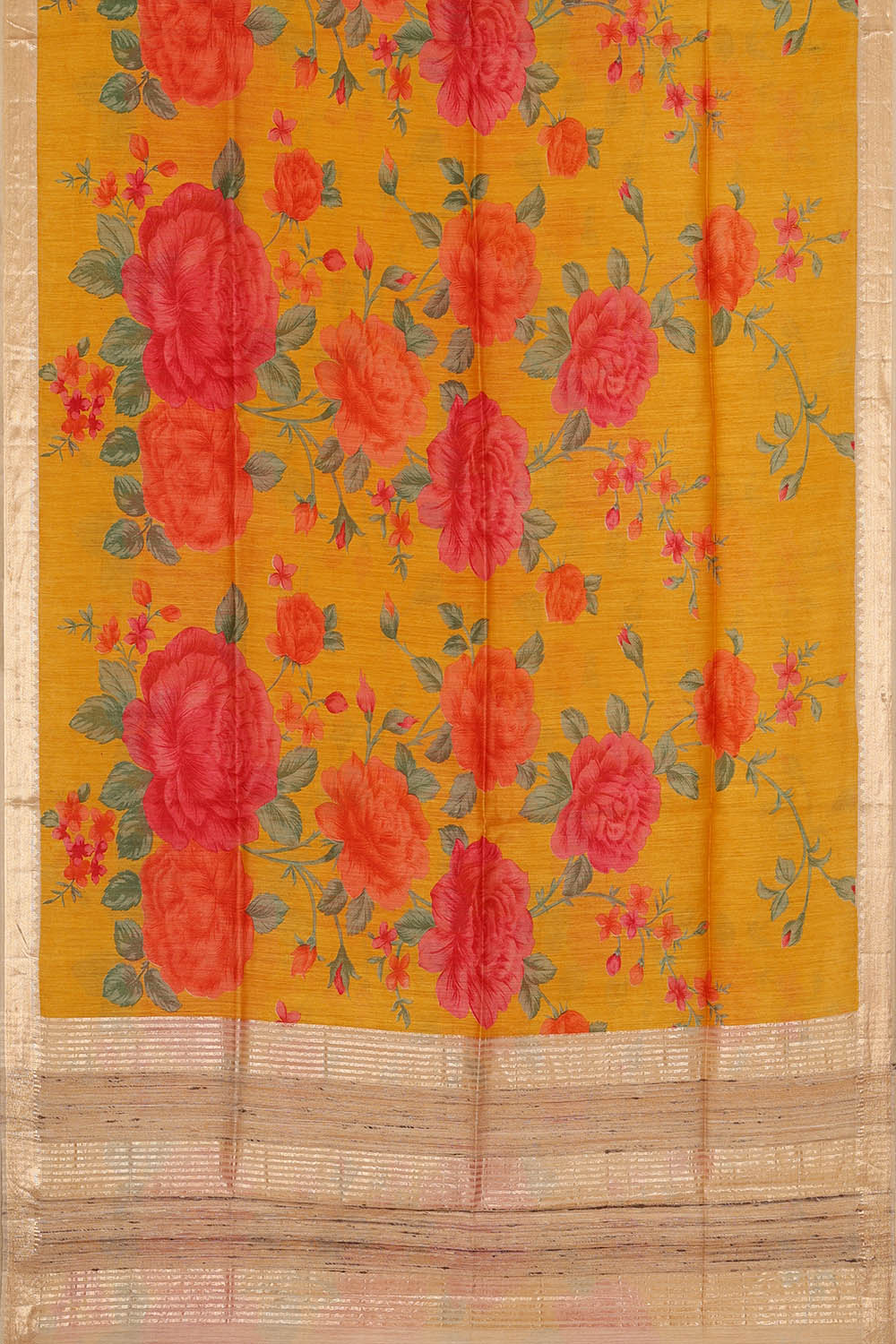 Image of Moonga Tussar Silk Yellow Saree