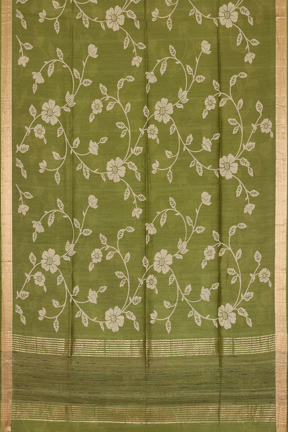 Image of Moonga Tussar Silk Green Saree