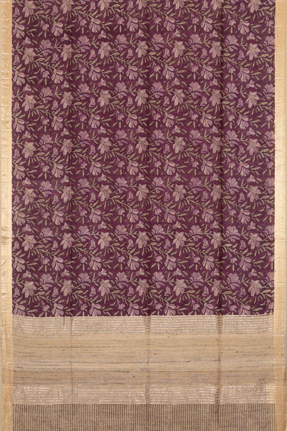 Image of Tussar Silk Wine Purple Saree