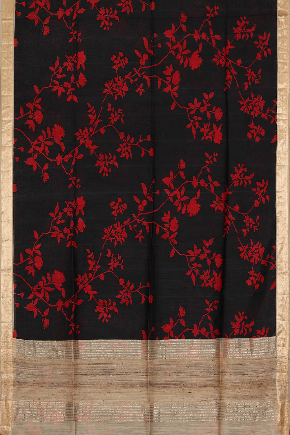Image of Moonga Tussar Silk Black Saree