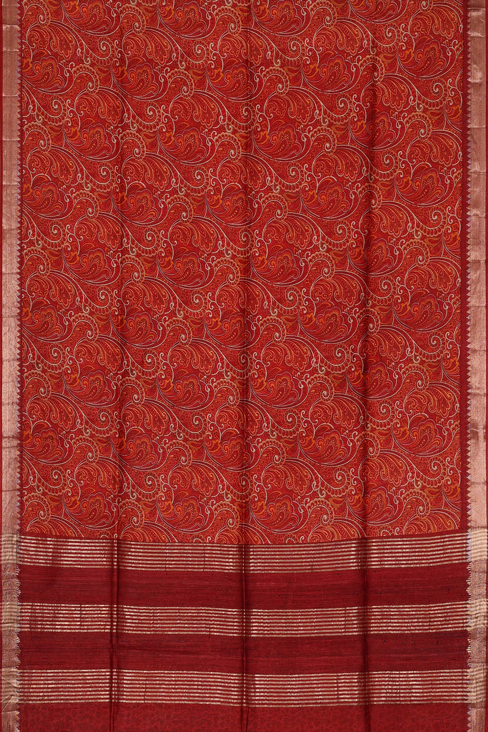 Image of Moonga Tussar Silk Maroon Saree