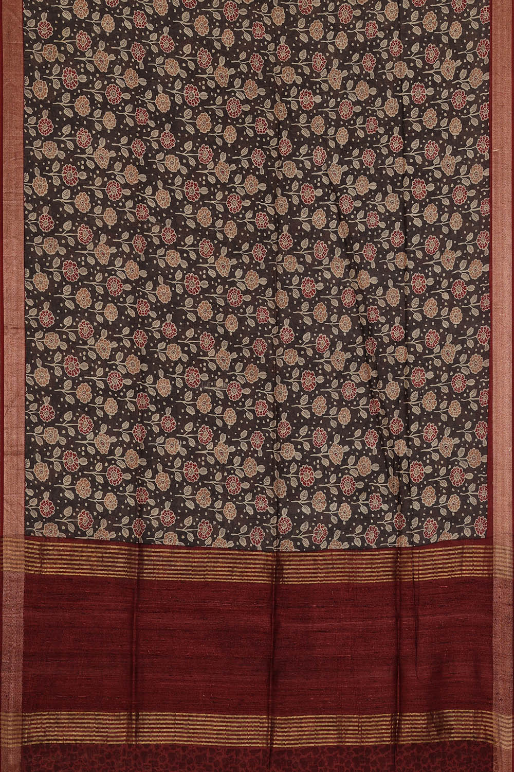 Image of Moonga Tussar Silk Grey Saree