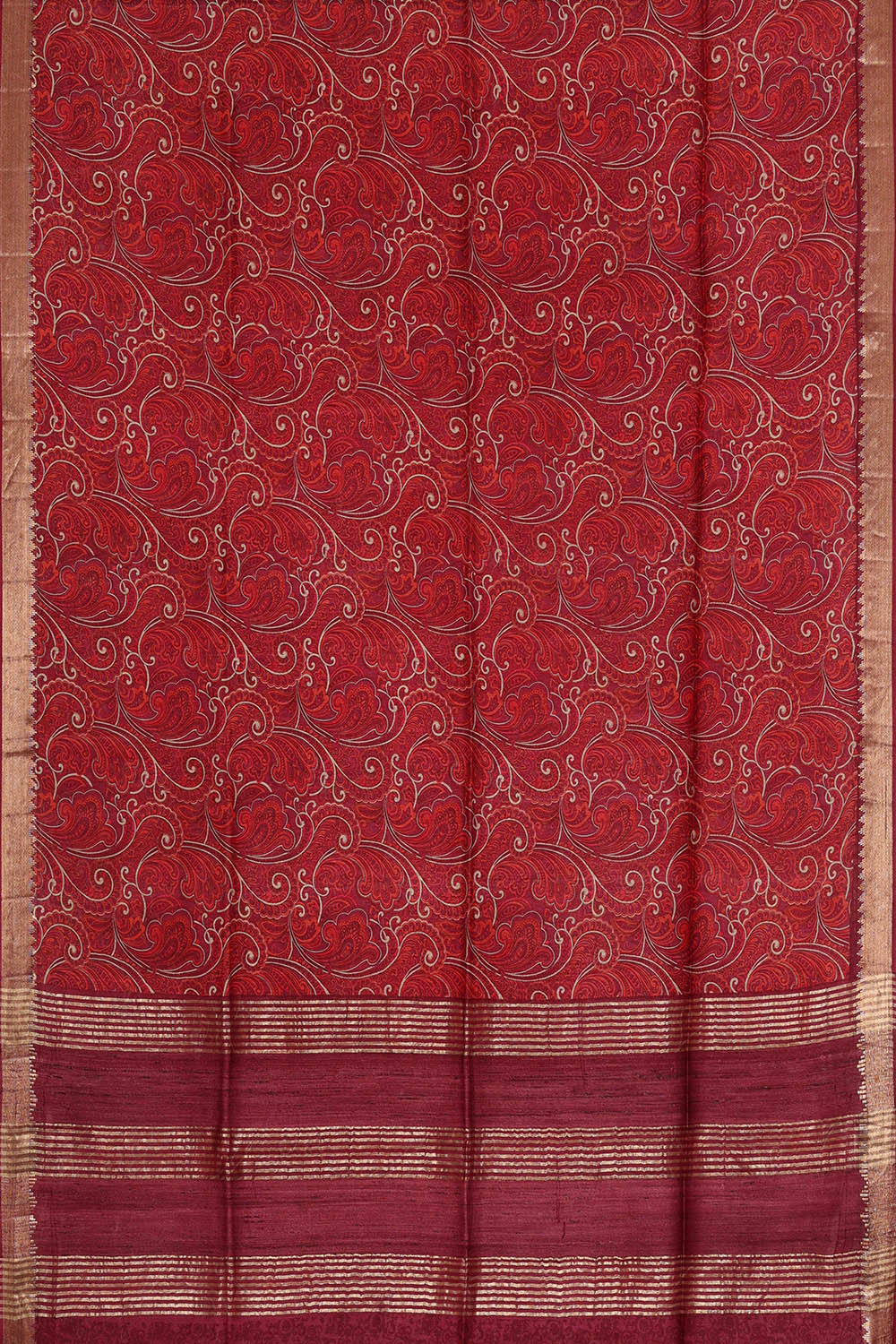 Image of Moonga Tussar Silk Red Saree
