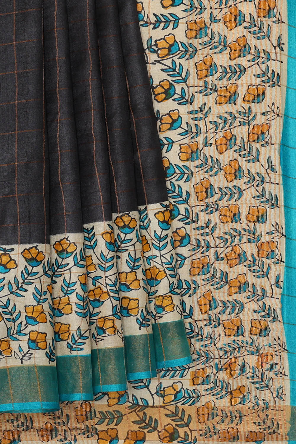 Image of Black Desi Tussar Silk Saree